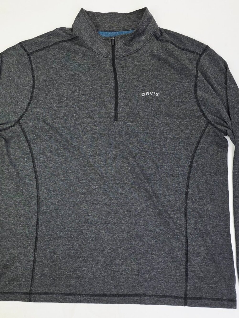 Orvis Classic Collection 1/4 Zip Neck Chest Logo Mens Sz XL Charcoal Long Sleeve